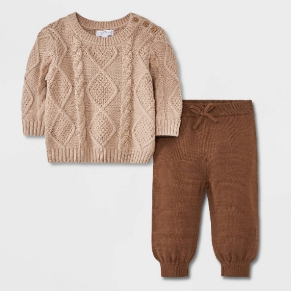 Mini Baby Crew Cable Set - Brown